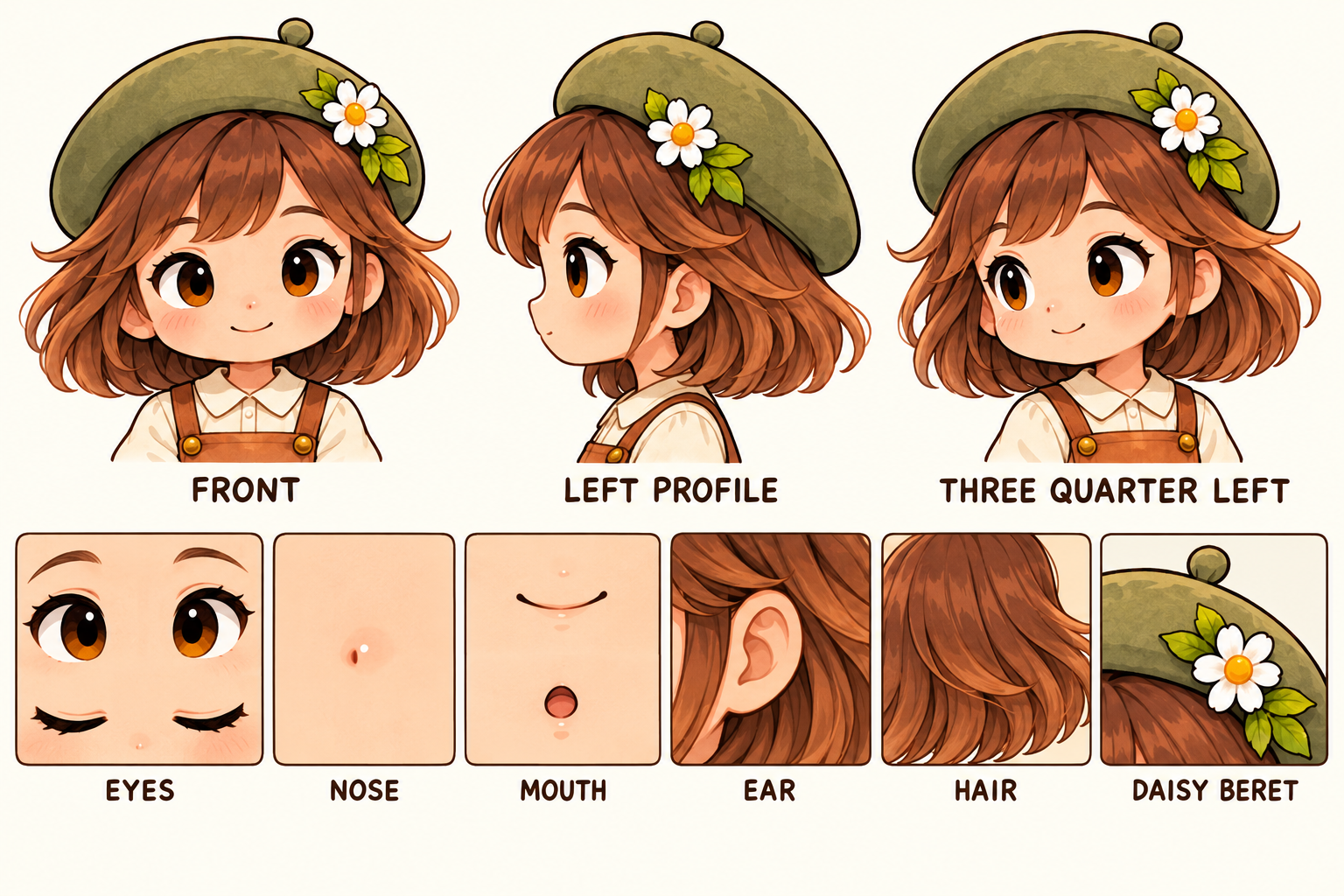Daisy: Eyes, nose and mouth details